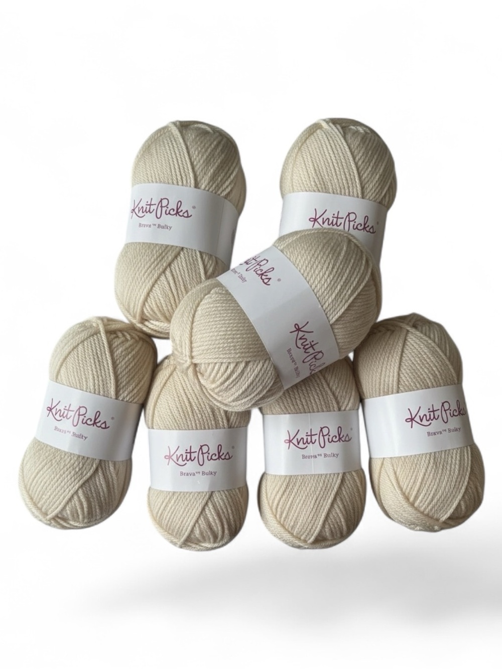 Knit Picks Brava Bulky Yarn - Cream (7-Pack)